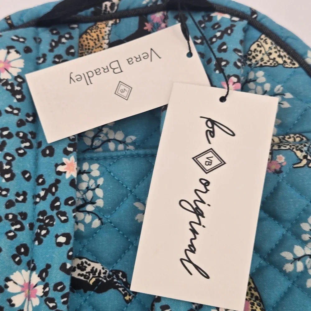 Vera Bradley Small Backpack Wild Tigers Blue Quilted Cotton Bag NWT Retired